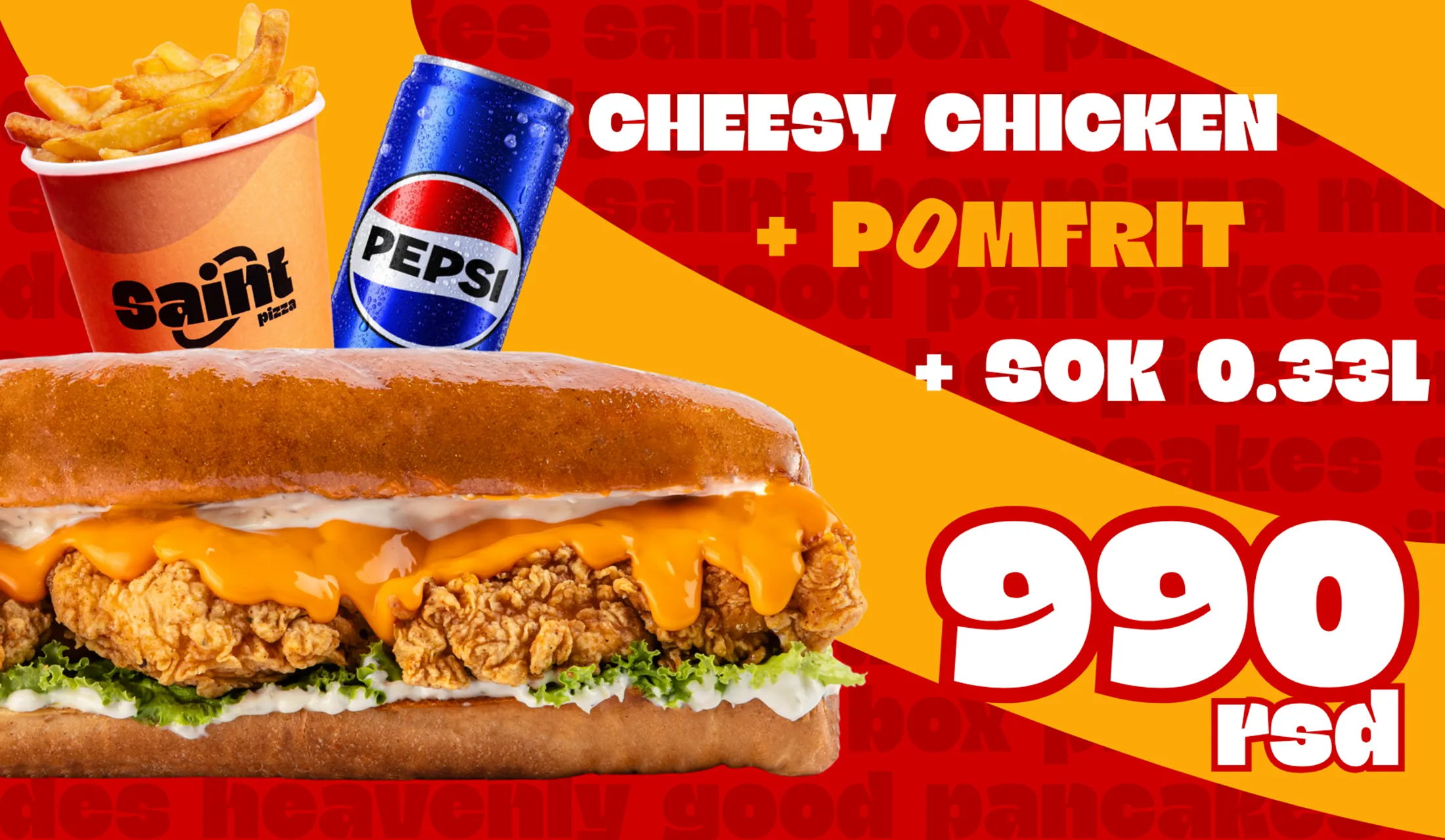 Cheesy chicken obrok + sok - dostava